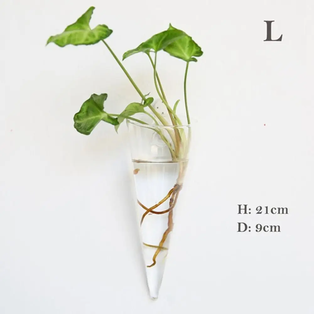 Szklany wazon wiszący nieregularny kształt — terrarium ścienne Jasny