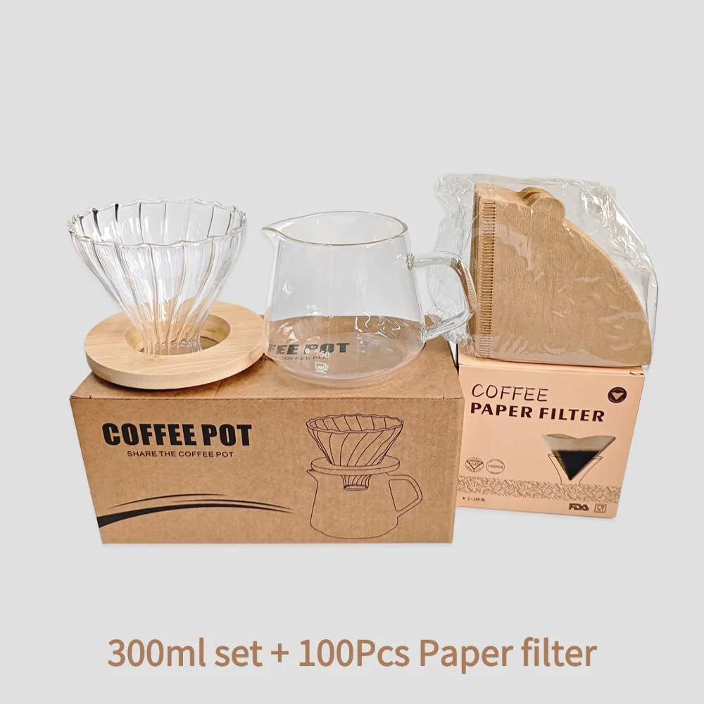 Szklany zestaw do parzenia kawy przelewowej 600 ml z filtrem Jasnożółty