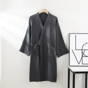 Szlafrok kimono bawełniany dla dwojga — cienki i oddychający Błękitny