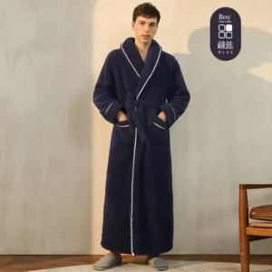 Długi pluszowy szlafrok z paskiem dla mężczyzn – premium terry cloth Złoto