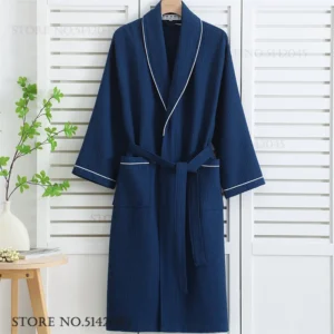 Szlafrok waflowy bawełniany para — kimono do domu na wiosnę i lato Złoto