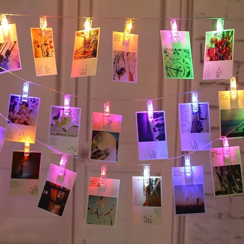 Sznur LED z klipsami na zdjęcia 3m 20 lampek ciepła biel Rgb