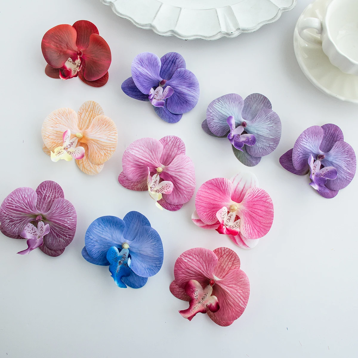 Sztuczna orchidea tajska motyl, kwiat do dekoracji i DIY Czerwony