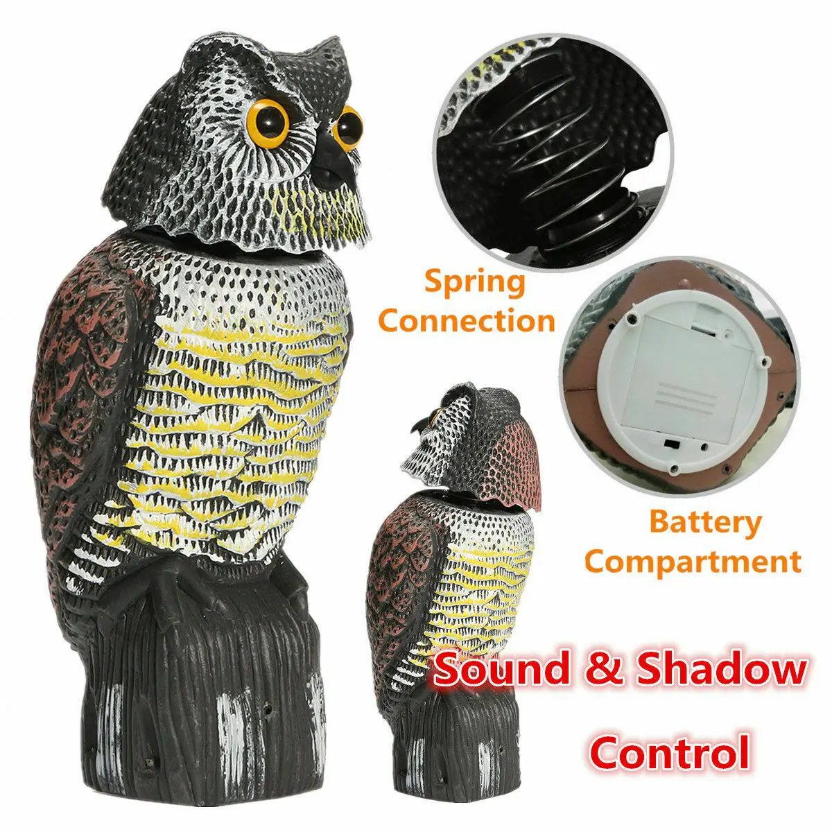 Sztuczna sowa odstraszacz ptaków do ogrodu With sound