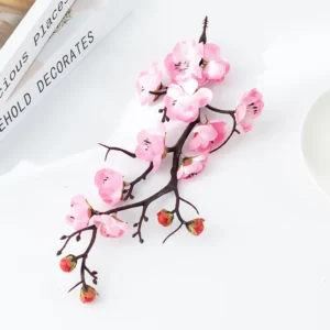 Sztuczne kwiaty bonsai sakura — gałązki wiśni do dekoracji Róża czerwona