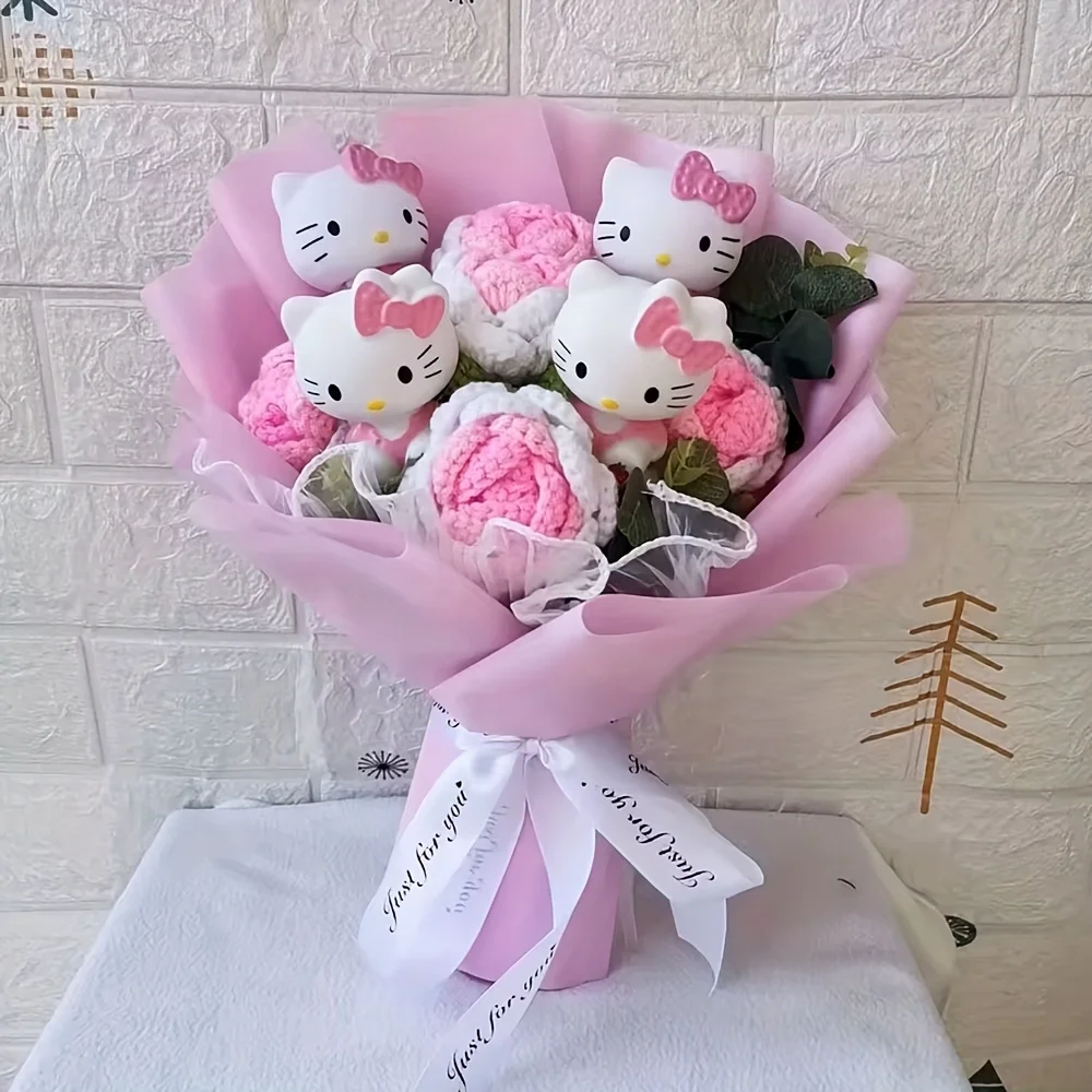 Sztuczny bukiet róż Hello Kitty do dekoracji i na wesele Czarny