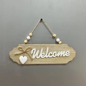 Tabliczka dekoracyjna Welcome w stylu vintage z serduszkiem Zielony jabłko