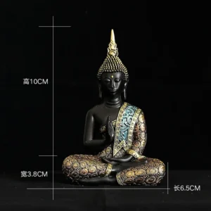 Tajski Budda z żywicy z ręcznym wykończeniem — duża ozdoba buddyjska Jasnoszary