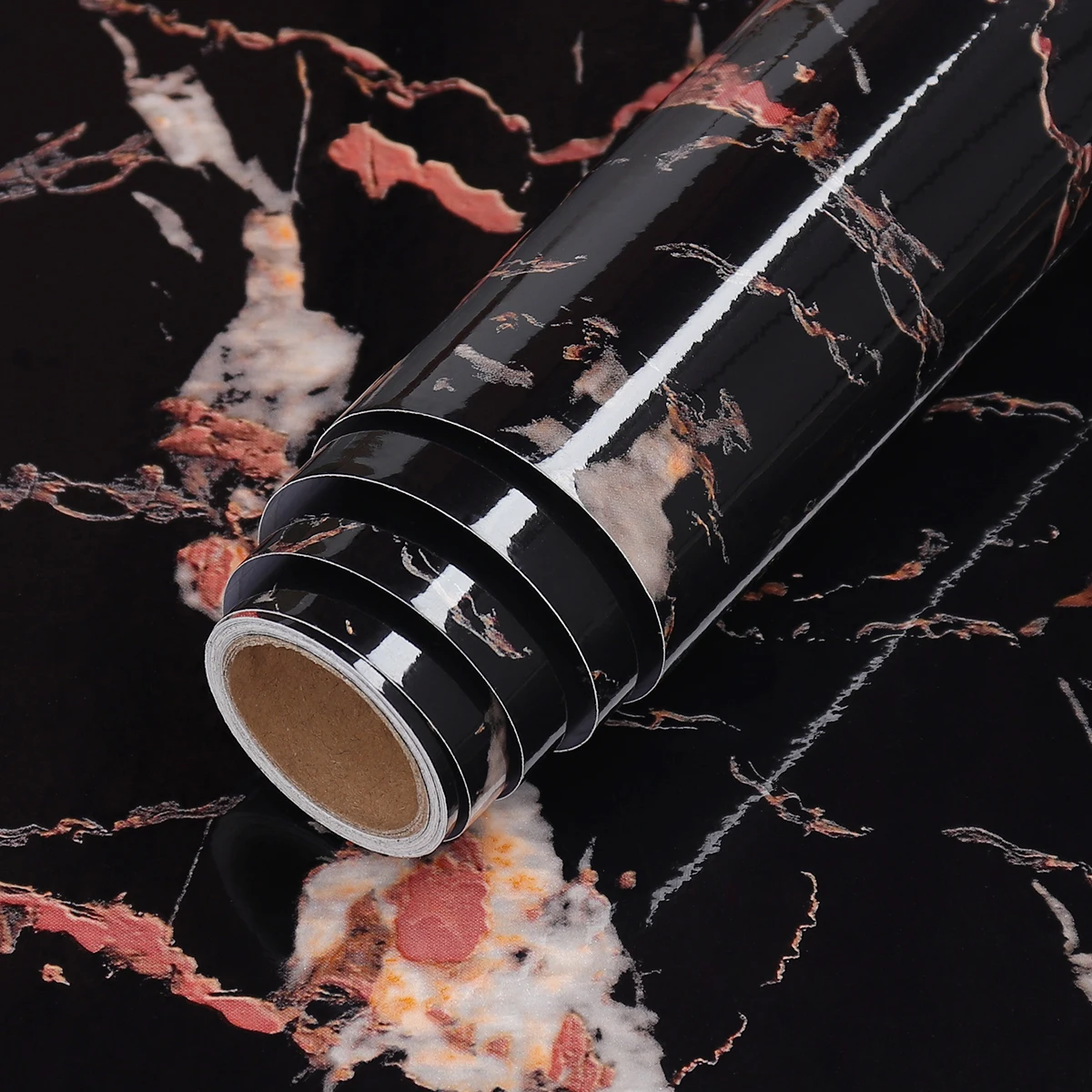 Tapeta samoprzylepna imitacja marmuru PVC — naklejka na meble i blaty kuchenne Fluorescencyjny róż