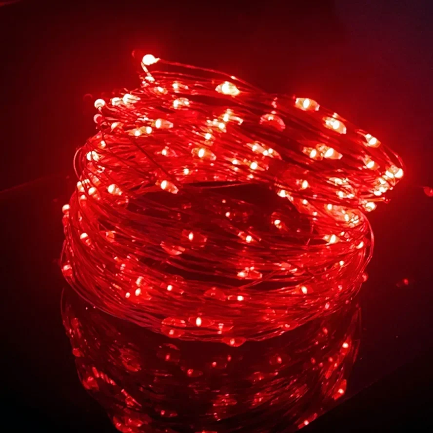 Taśma LED z pilotem USB – kolorowa girlanda z 8 funkcjami świecenia Czerwony