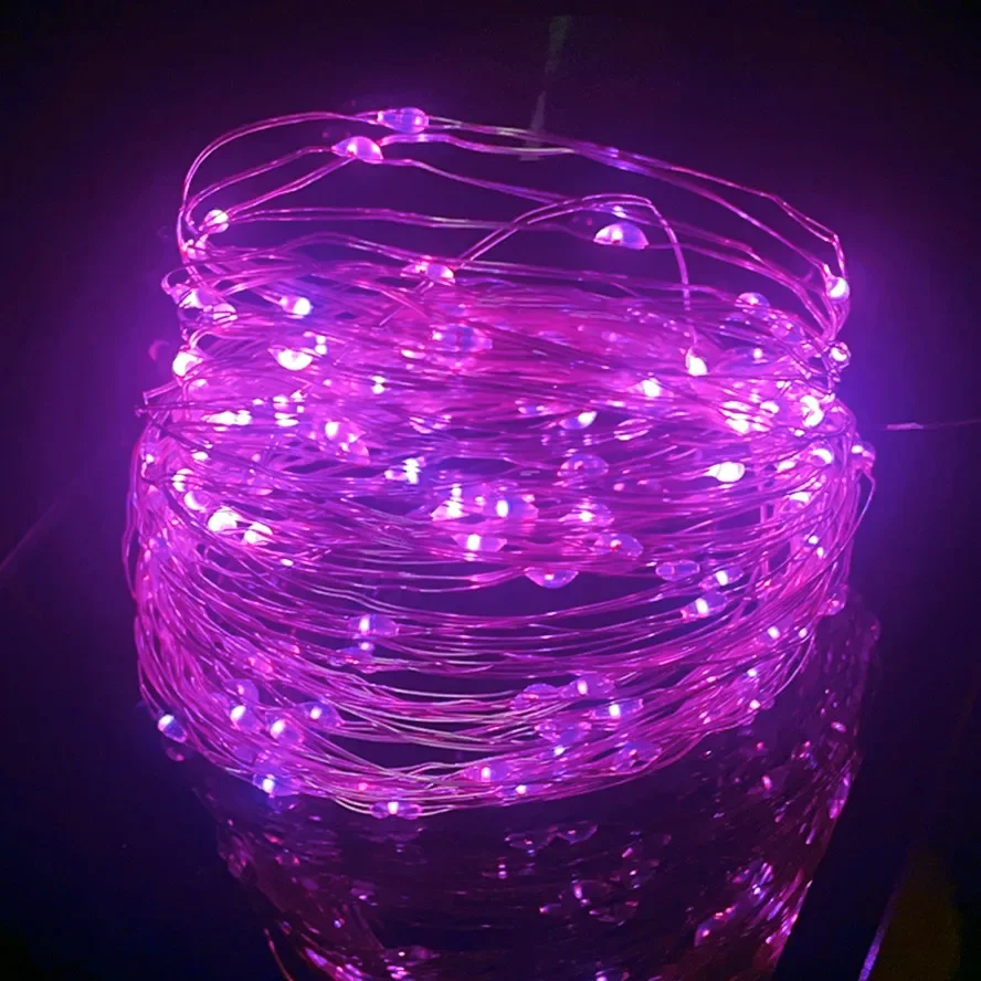 Taśma LED z pilotem USB – kolorowa girlanda z 8 funkcjami świecenia Różowy