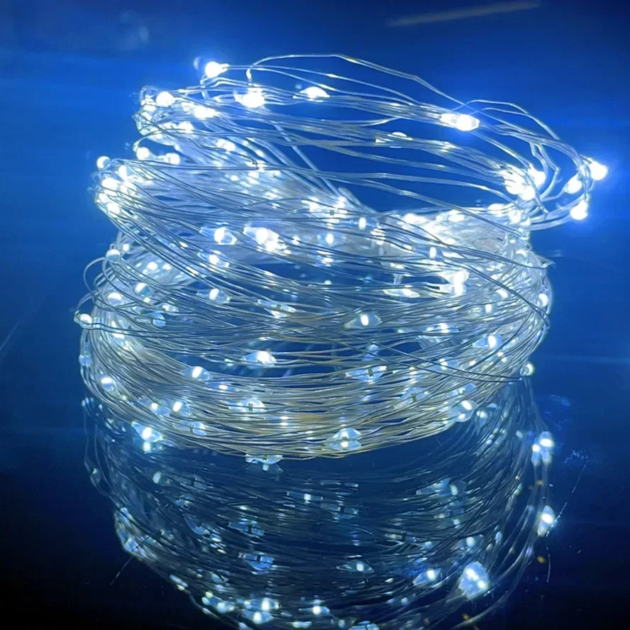 Taśma LED z pilotem USB – kolorowa girlanda z 8 funkcjami świecenia Zimne białe