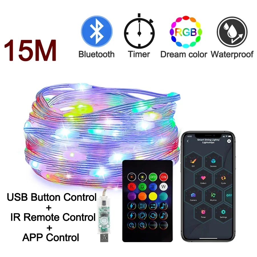 Inteligentna taśma LED RGB WS2812B z Bluetooth M