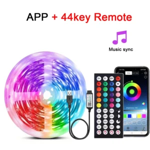 Taśma LED RGB USB z synchronizacją muzyki i pilotem — elastyczna wstążka do pokoju Wielo