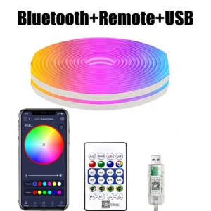 Elastyczna taśma LED RGBIC Neon Bluetooth z pilotem 5V Niebieski