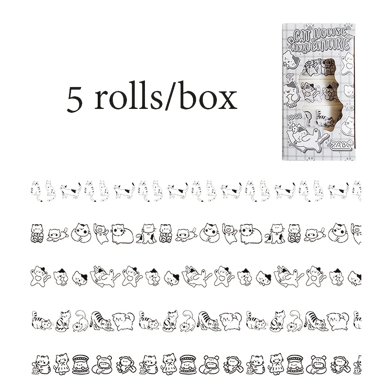 Taśma washi koty 5 rolek w pudełku zestaw DIY Czerwony