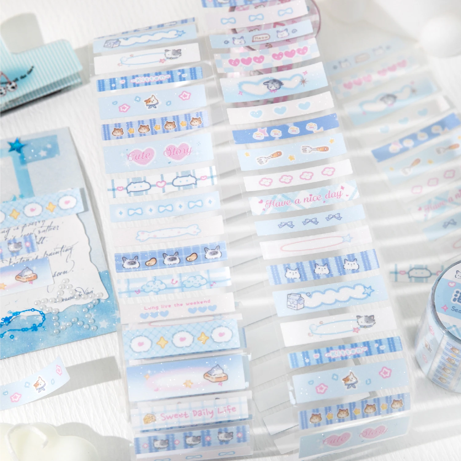 Taśma washi urocze koty 50 mm x 2 m szeroka Fioletowy