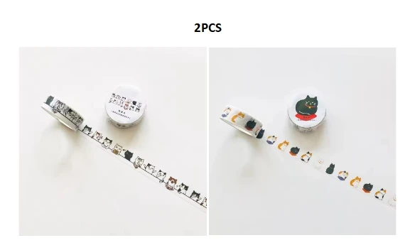 Taśma washi kreskówkowy kot do scrapbookingu Czarny