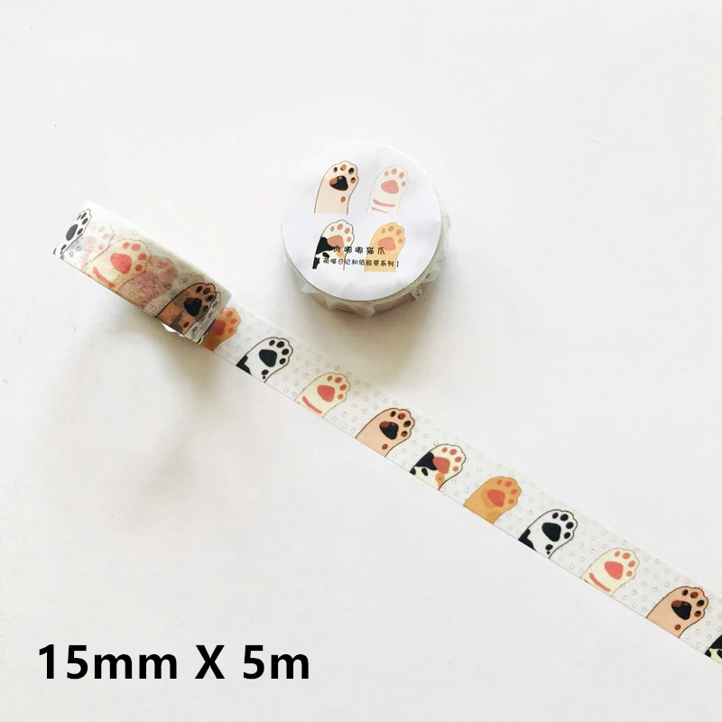 Taśma washi z motywem kota do scrapbookingu Biały