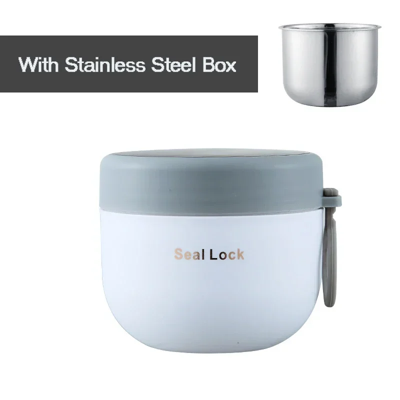Termiczny kubek śniadaniowy ze stali nierdzewnej z widelcem Stainless steel a