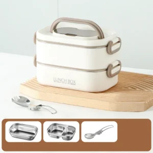 Termiczny lunchbox stalowy 1500 ml z torbą 1500ml biały