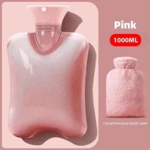 Termofor 1000 ml z osłoną i podgrzewaczem dłoni Różowy