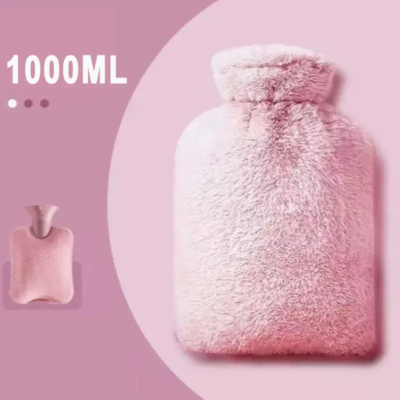 Termofor 1000 ml z pranym pokrowcem materiałowym Burgundia