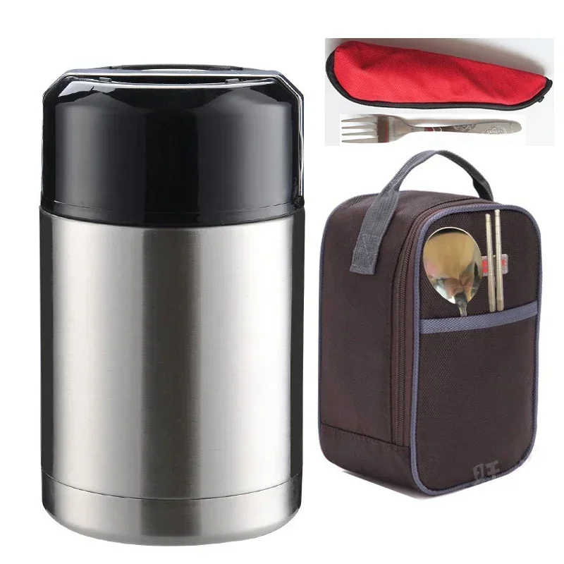 Termos obiadowy stalowy 800-1200 ml z torbą Silvery with bag