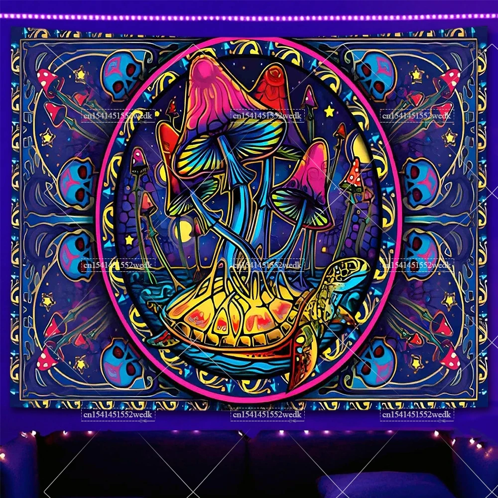 Tkanina ścienna fluorescencyjna — gobelin UV las i motyle Breen