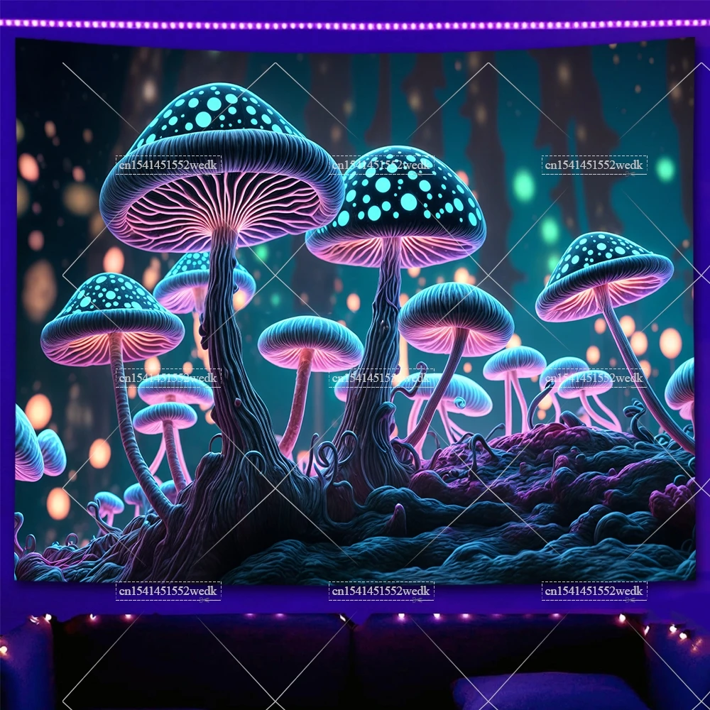 Tkanina ścienna fluorescencyjna — gobelin UV las i motyle Fioletowo szary