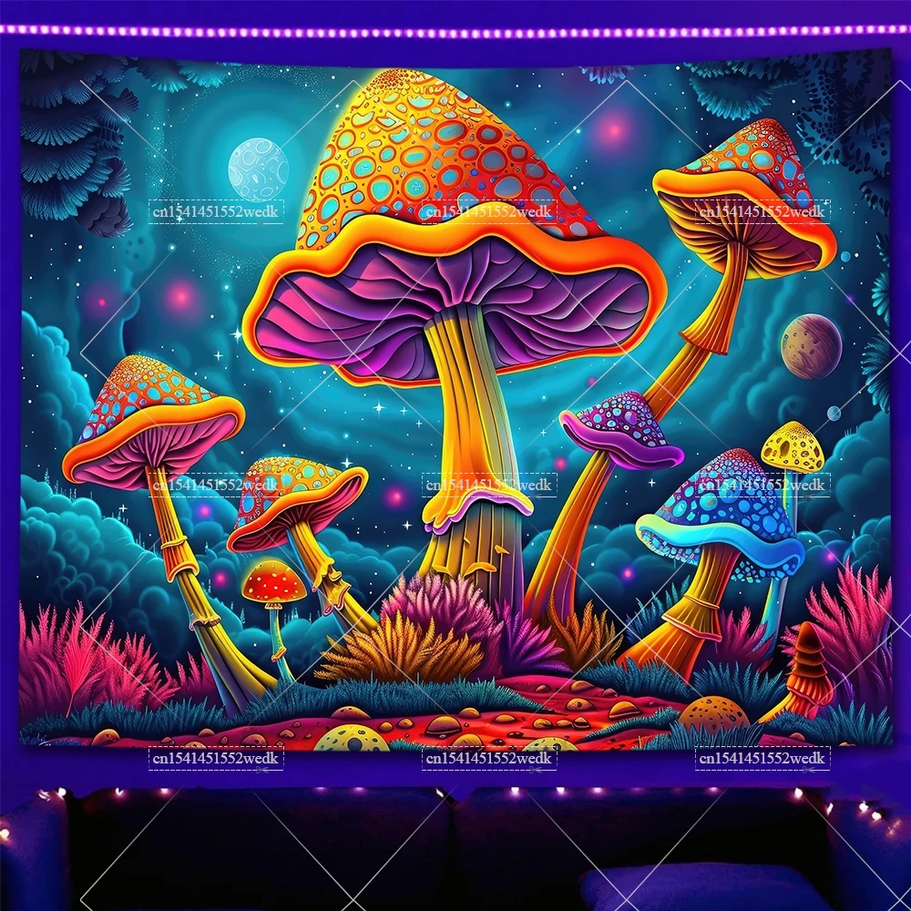 Tkanina ścienna fluorescencyjna — gobelin UV las i motyle Masło