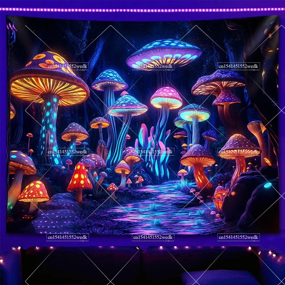 Tkanina ścienna fluorescencyjna — gobelin UV las i motyle Morela