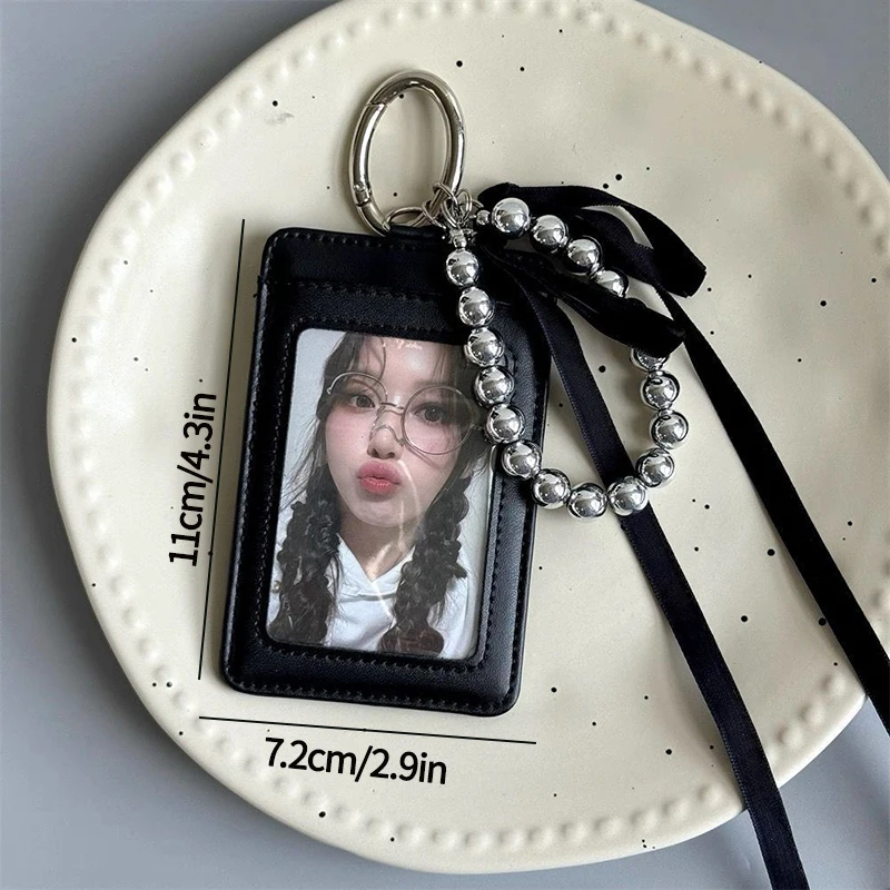 Uchwyt na karty fotograficzne z kotem - zawieszka kpop Jasnoszary