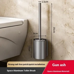 Uchwyt na szczotkę do WC montowany na ścianie - aluminium Biały