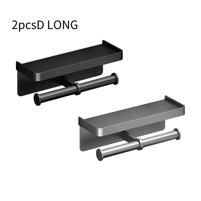 Aluminiowy uchwyt na papier toaletowy z półką na telefon D(long)