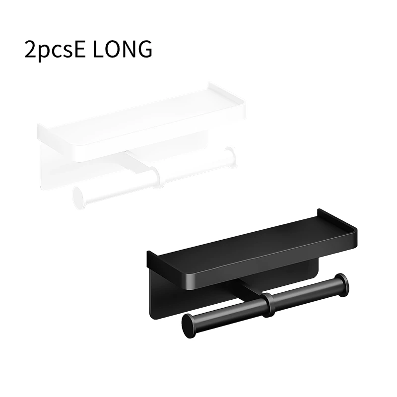 Aluminiowy uchwyt na papier toaletowy z półką na telefon E(long)
