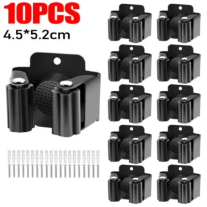 Uchwyt ścienny na mopy i miotły z klipsami 10pcs