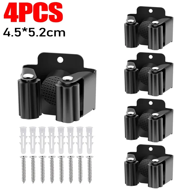 Uchwyt ścienny na mopy i miotły z klipsami 4pcs