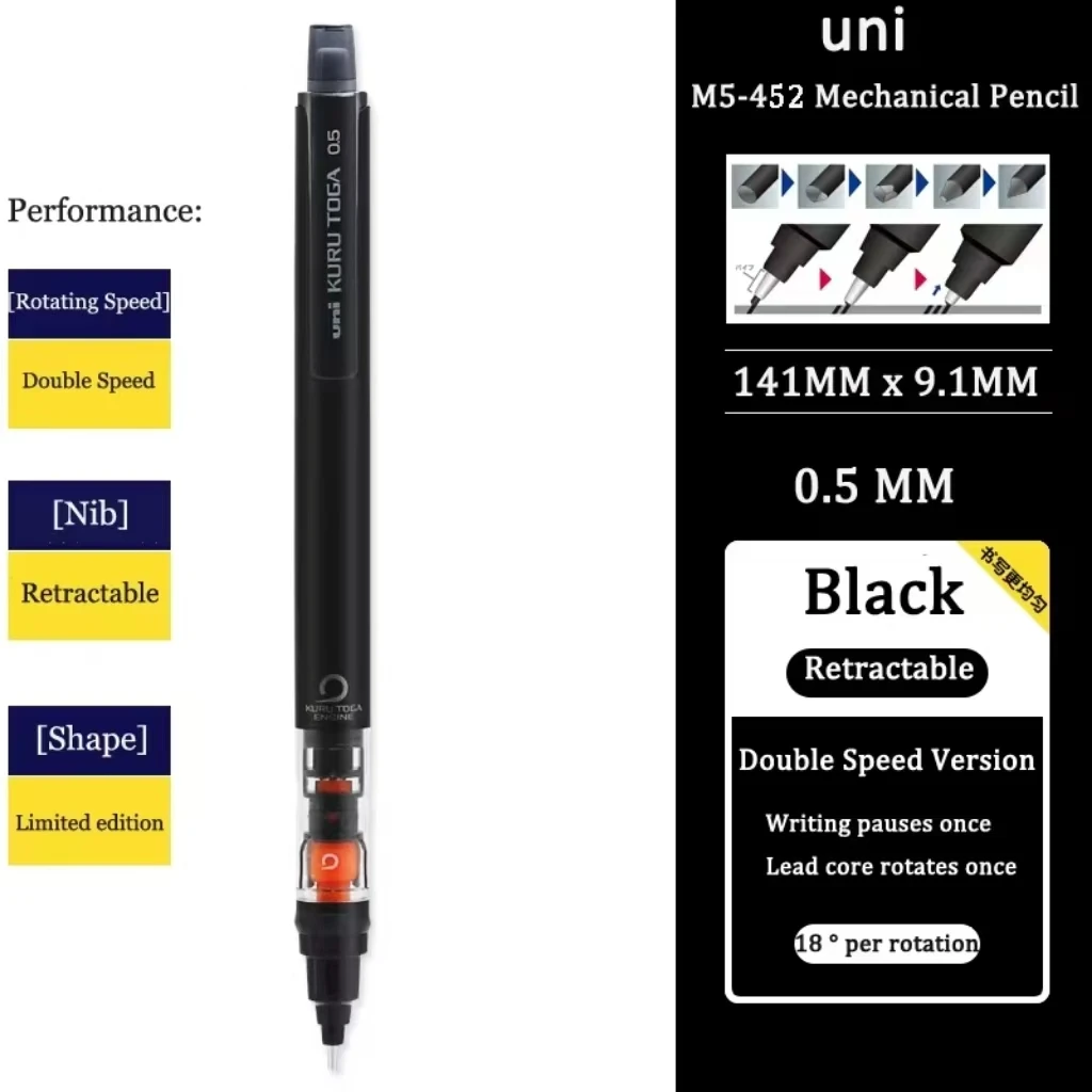 Ołówek automatyczny Uni Kuru Toga M5-452 0,5 mm z automatycznym obrotem wkładu Biały