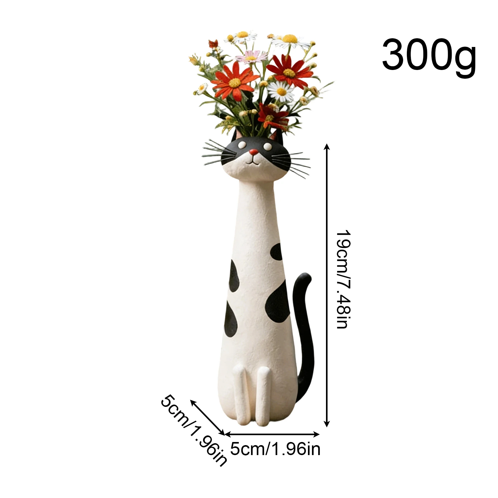 Wazon ceramiczny kot długa szyja na suche kwiaty Biały