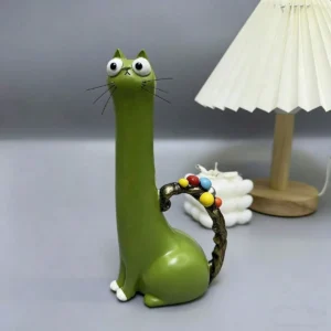 Wazon w kształcie kota w stylu vintage boho na biurko i półki Biały