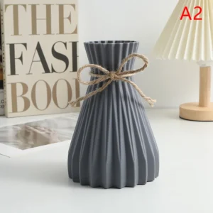 Wazon plastikowy ripple efekt fal styl nordic do salonu żółty