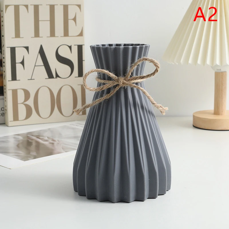 Wazon plastikowy ripple efekt fal styl nordic do salonu żółty