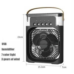 Wentylator klimatyzator 3 w 1 z nawilżaczem i lampką LED Czarny