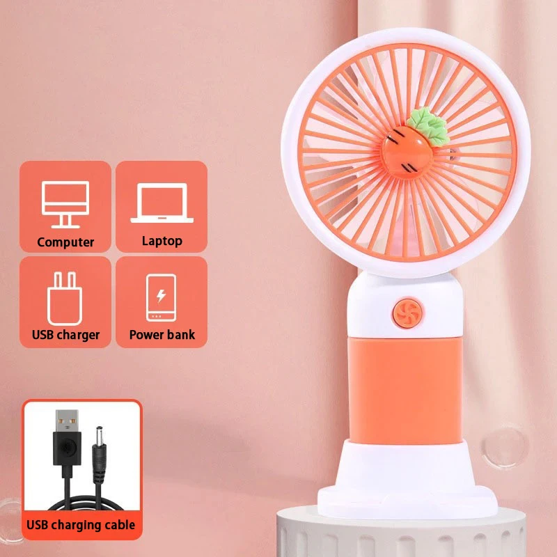 Wentylator ręczny USB plastikowy stojący i ręczny 2w1 Ciemnozielony