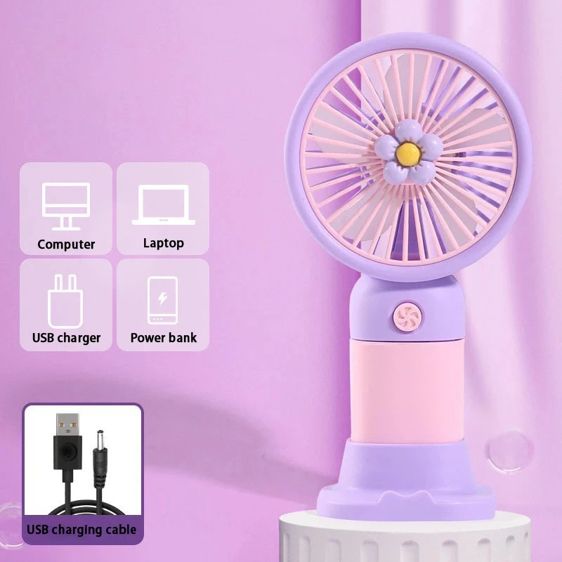 Wentylator ręczny USB plastikowy stojący i ręczny 2w1 Ciemny szary