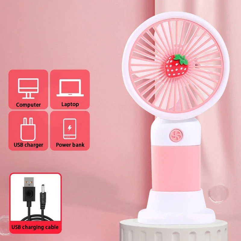 Wentylator ręczny USB plastikowy stojący i ręczny 2w1 Jasnożółty