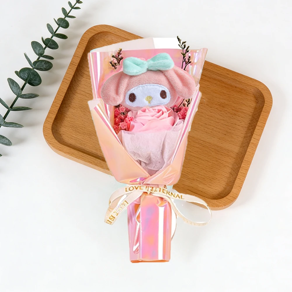 Wieczny bukiet Hello Kitty - ozdoba na biurko i prezent Jasny róż