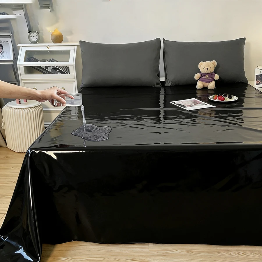 Wodoodporny ochraniacz na materac PVC antypoślizgowy Czarny