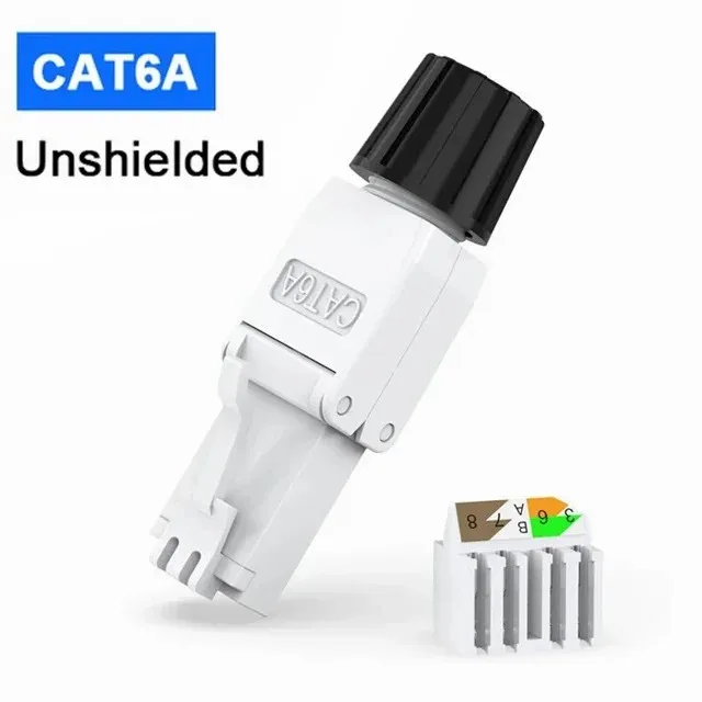 Wtyczki RJ45 Cat8 Cat7 Cat6A beznarzędziowe, ekranowane Biały